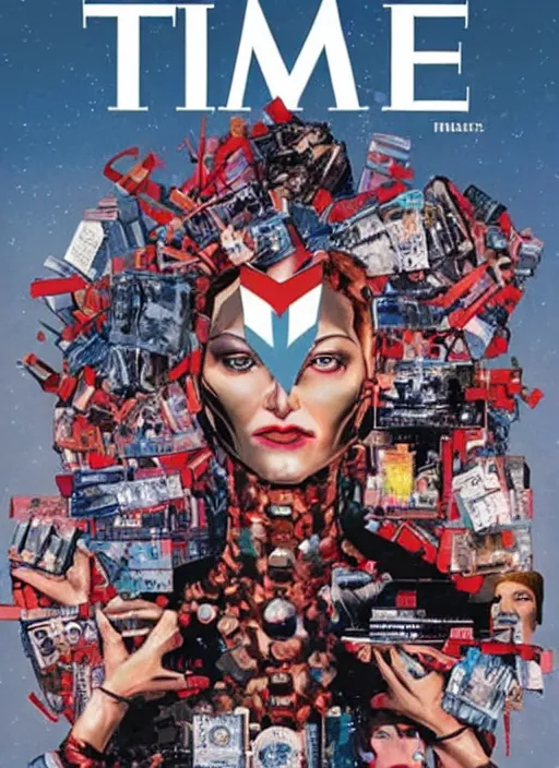 Prompt: TIME magazine cover, the coming AI singularity, by MAVEL comics and Sandra Chevrier, 4k