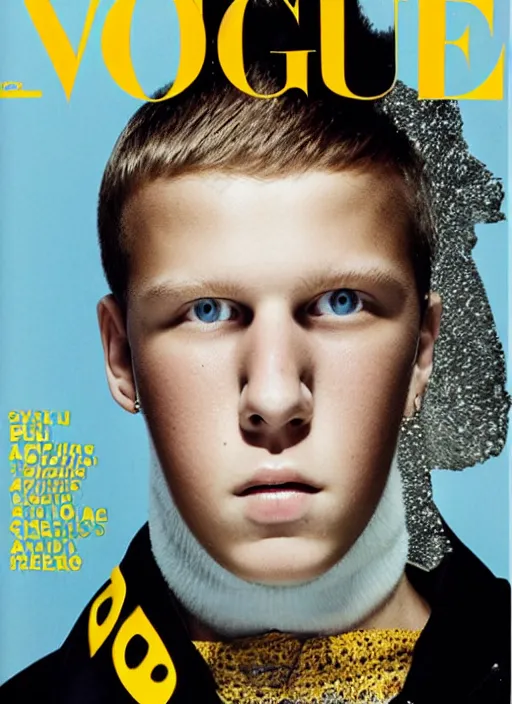 Prompt: Yung Lean on the cover of vogue