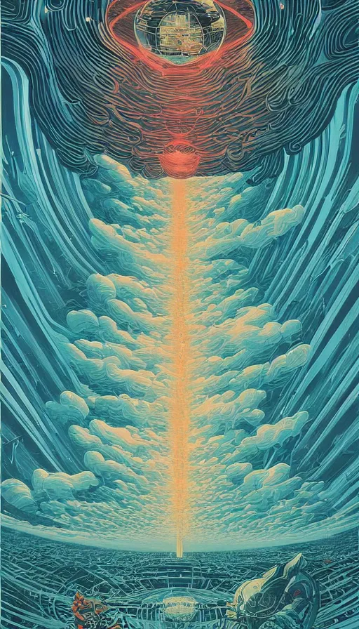 Image similar to The oracle of elder readers on cosmic cloudscape, italian futurism, Dan Mumford, da vinci, Victo Ngai, Kilian Eng, Josan Gonzalez