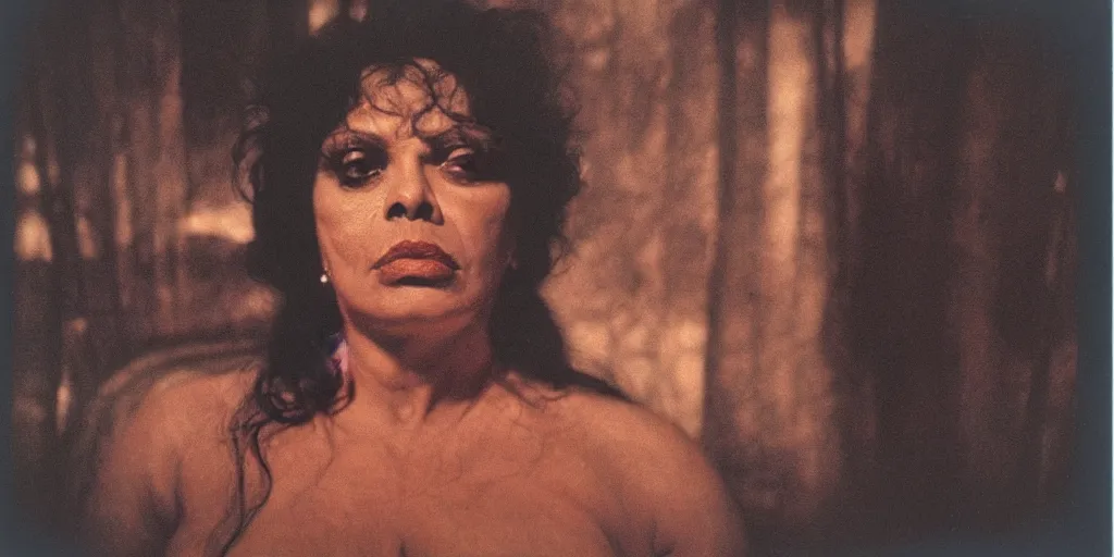 Prompt: detailed medium format photo, polaroid still from tarkovsky movie, portrait of vanessa del rio, haze, high production value, intricate details, 8 k resolution, hyperrealistic, hdr, photorealistic, high definition, tehnicolor, award - winning photography, masterpiece, amazing colors