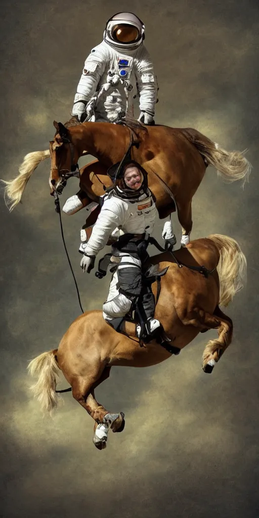 Image similar to astronaut riding horse, upside down