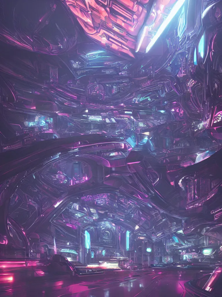 Image similar to futuristic gothic interior of a busy spaceport on an alien world, neon lighting and spotlights, intricate artwork by moebius. trending on artstation, very coherent symmetrical artwork. cinematic, hyper realism, high detail, octanerender