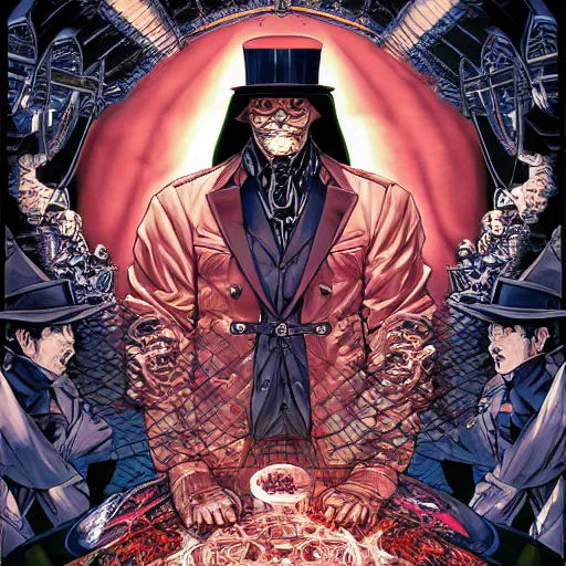 Prompt: portrait of crazy mister x, symmetrical, by yoichi hatakenaka, masamune shirow, josan gonzales and dan mumford, ayami kojima, takato yamamoto, barclay shaw, karol bak, yukito kishiro