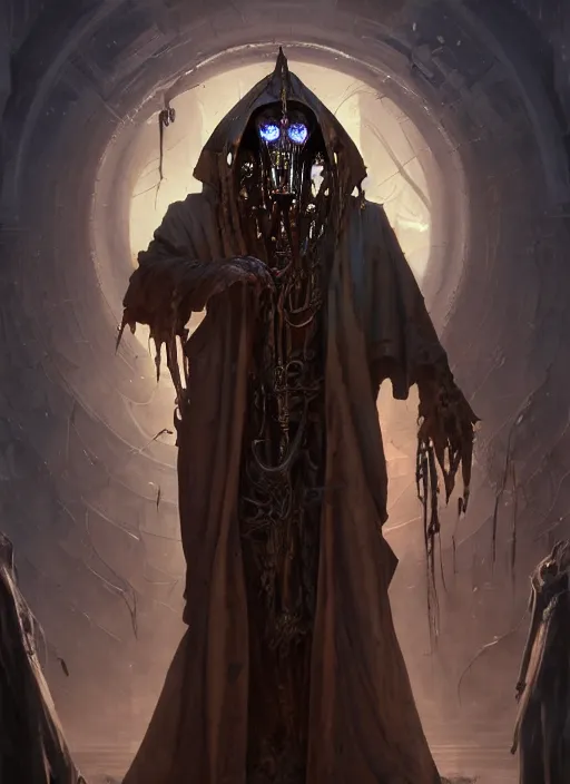 Image similar to slender mean looking high priest with dark biomechanical robes, subsurface scattering, by jesper ejsing, justin gerard, tomasz alen kopera, cgsociety and fenghua zhong, highly detailed, rim light, cinematic lighting, illustration, art, octane render, very coherent, cinematic, hyper realism, high detail, octane render, 8 k