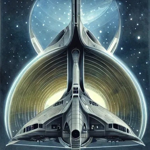 Image similar to symmetry, starship enterprise, by jean - baptiste monge