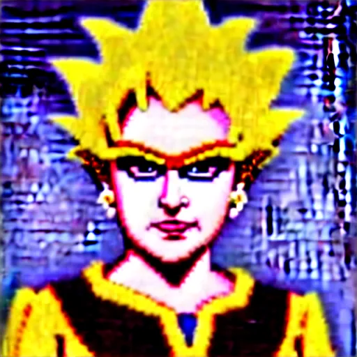 Image similar to Queen Elizabeth as a super saiyan