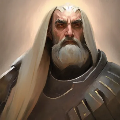 Image similar to greg manchess portrait painting of partially armored saruman as overwatch character, medium shot, asymmetrical, profile picture, organic painting, sunny day, matte painting, bold shapes, hard edges, street art, trending on artstation, by huang guangjian and gil elvgren and sachin teng