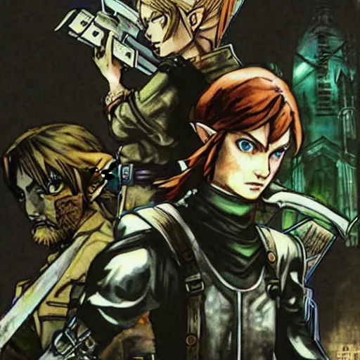Prompt: legend of zelda in resident evil by yoji shinkawa