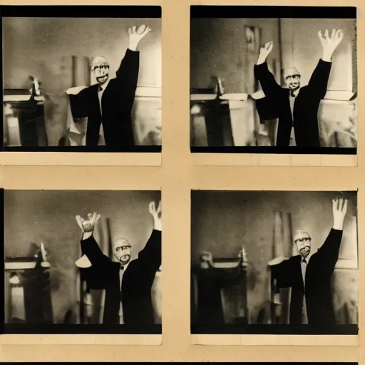 Image similar to a film strip reel of a man waving his arm from left to right