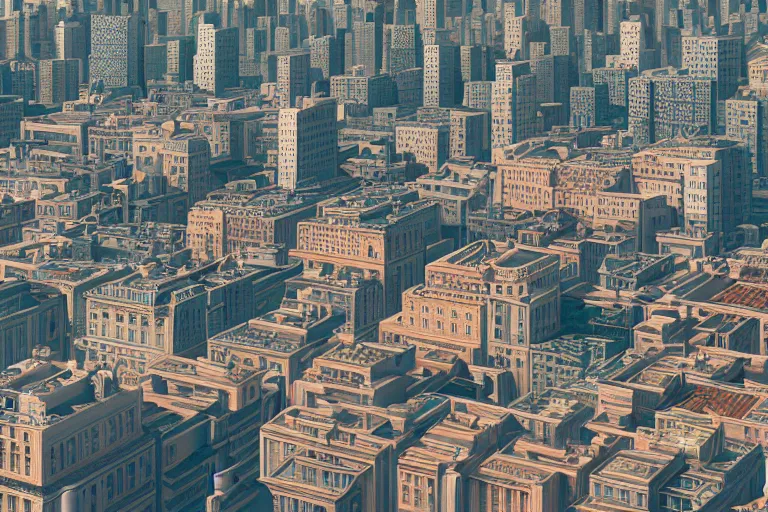 Image similar to wonderful cityscape, designed by wes anderson, realistic render, octane render, 8k, cinematic