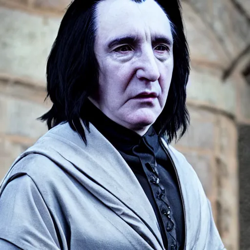 Image similar to Severus Snape dressed as Billie Eilish