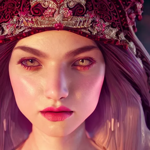 Image similar to portrait of wonderful princess of ruby with fair skin, ornate 8 k gorgeous intricate detailed, accent lighting, dramatic light, octane render