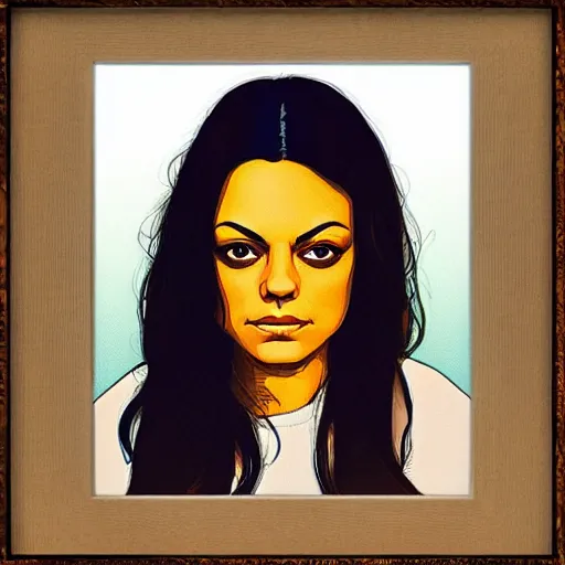 Image similar to “ mila kunis retro minimalist portrait by jean giraud, art of moebius, sharp, smooth face, comic, 8 k ”