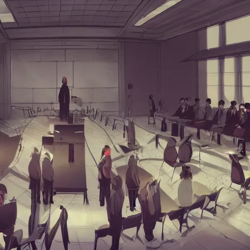 Image similar to The Conferences of the Mafia Ruler, Anime concept art by Makoto Shinkai