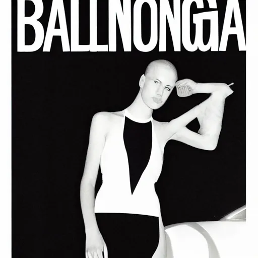 Image similar to black on white editorial cover for balenciaga in style of david rudnick, y 2 k