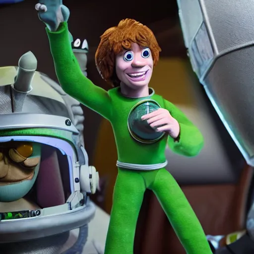 Prompt: norville timothy shaggy rogers as a astronaut, claymation, 8 k, hyperdetalied, cgsociety,