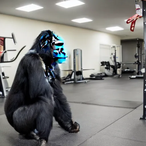 Prompt: gorilla in the gym