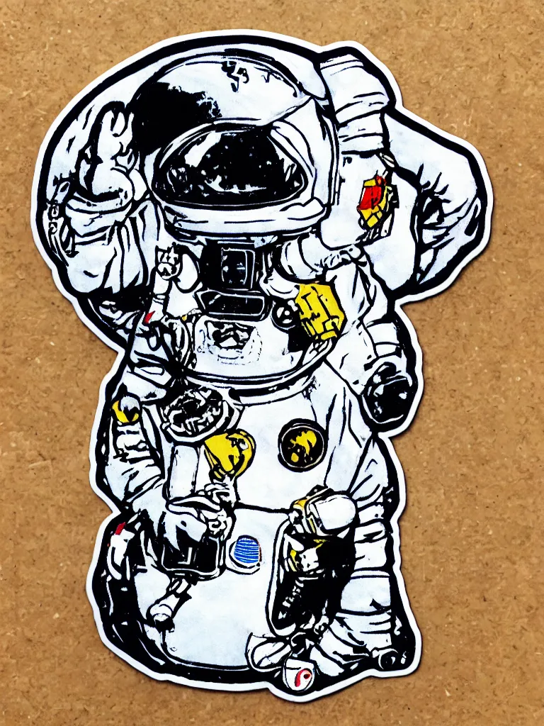 Image similar to sticker of a spacegoat in spacesuit