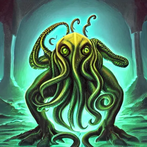 Image similar to Cthulhu, roleplaying game, digital art