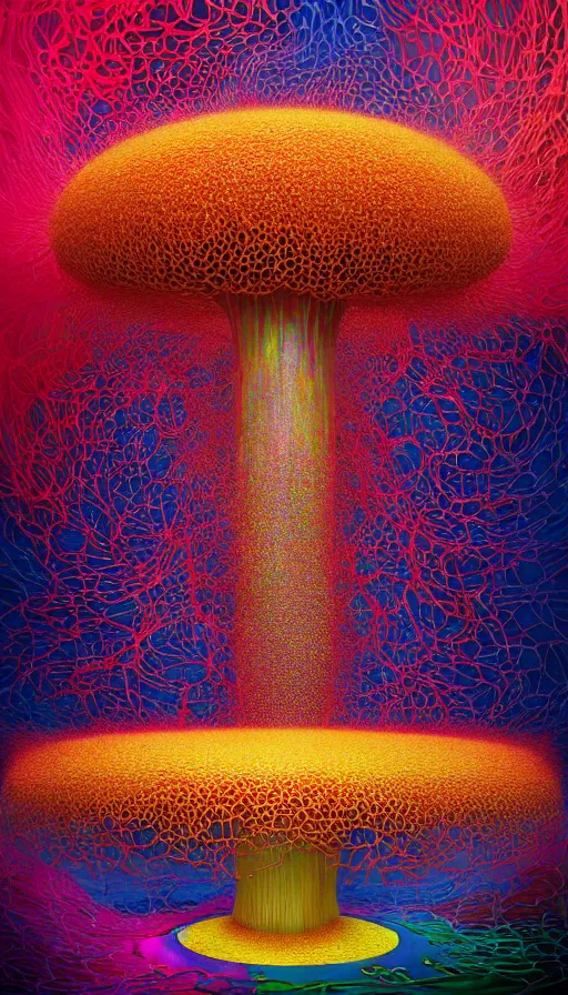 Image similar to hyper detailed 3d render like a Oil painting - vladimir putin seen Eating of the Strangling network of colorful yellowcake and aerochrome and milky Fruit and His evil Hands hold gossamer polyp blossoms that bring iridescent fungal flowers whose spores black the foolish stars by Jacek Yerka, Mariusz Lewandowski, Houdini algorithmic generative render, Abstract brush strokes, Masterpiece, Edward Hopper and James Gilleard, Zdzislaw Beksinski, Wolfgang Lettl, Yayoi Kasuma, octane render, 8k