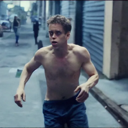 Image similar to Live Action Still of Jerma in Fight Club, real life, hyperrealistic, ultra realistic, realistic, highly detailed, epic, HD quality, 8k resolution, body and headshot, film still