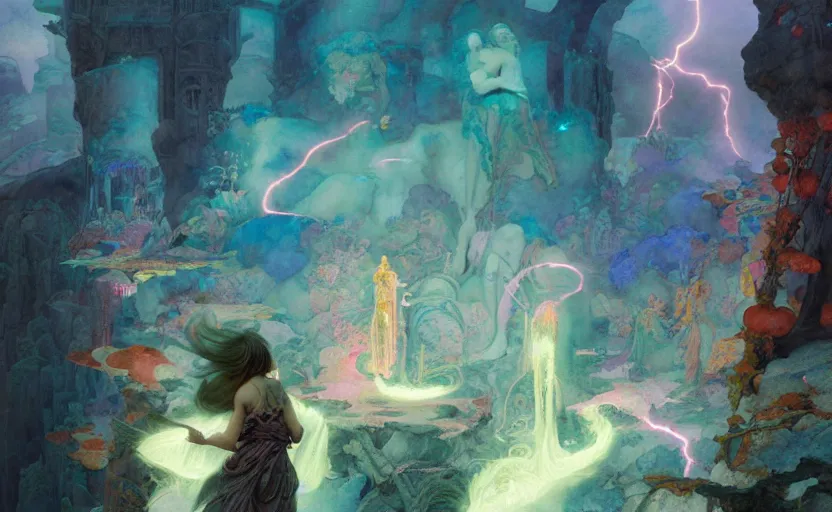 Image similar to the revenge of the lightning goddess, fantasy. intricate, amazing composition, colorful watercolor, by ruan jia, by maxfield parrish, by marc simonetti, by hikari shimoda, by robert hubert, by zhang kechun, illustration, gloomy