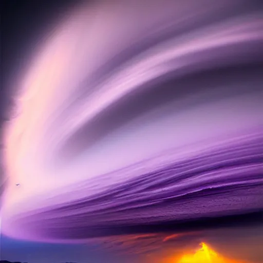 Image similar to amazing photo of a purple tornado in the sky by marc adamus, beautiful dramatic lighting