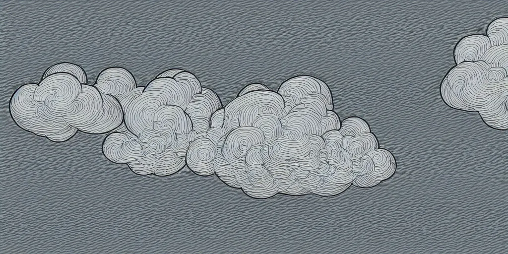 Prompt: peaceful puffy clouds, line art, 4 k