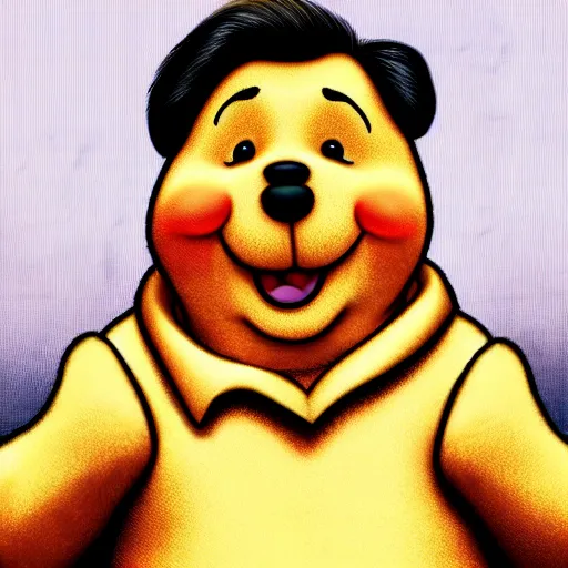 Image similar to realistic Xi Jinping cosplaying as Winnie The Pooh high resolution