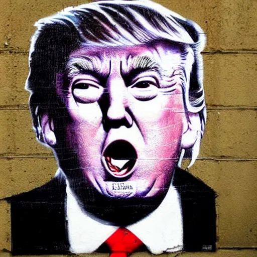 Image similar to donald trump by banksy, wall art, banksy,