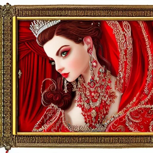 Image similar to princess of ruby, gorgeous, ornate, intricate, detailed, stunning, masterpiece, 4 k