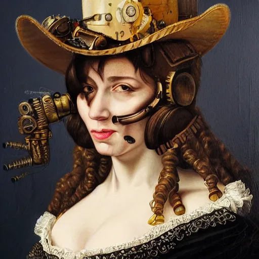 Prompt: Bach steampunk portrait, highly detailed, oleo painting, artstation, concept art, sharp focus, illustration, art by caravaggio and rembrandt and Diego Velazquez