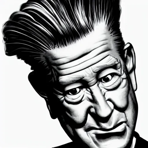 Prompt: caricature of david lynch, style of archille superbi