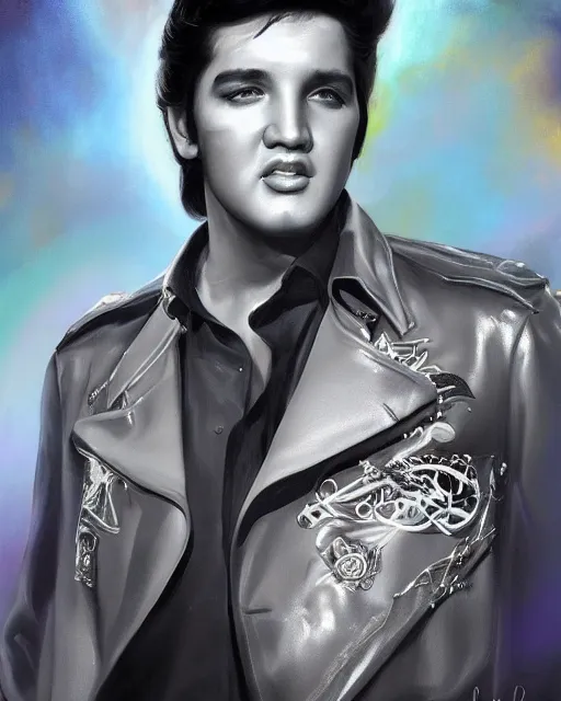 Image similar to young elvis presley portrait, by alexander fedosav, hyper detailed digital matte photo, concept art, hyperrealism, 1 6 k resolution, cinema 4 d, 8 k resolution, trending on artstation, behance hd, a masterpiece, by stephan martiniere, particles, spotlight, by david a. hardy,