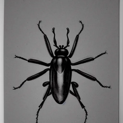 Image similar to bug, black and white, botanical illustration