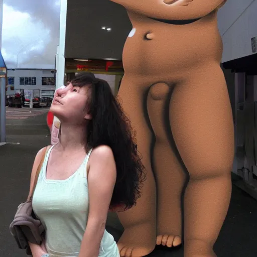 Image similar to a giantess man with a giant woman