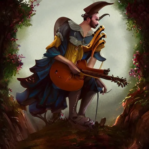 Prompt: french bard fantasy, trending on artstation