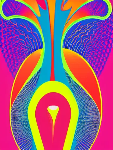 Prompt: poster art of a vulva by victor moscoso, haphash and the coloured coat and bob masse, hd vector art, award winning on behance, sticker, holographic, geometric design, minimalistic, pop art
