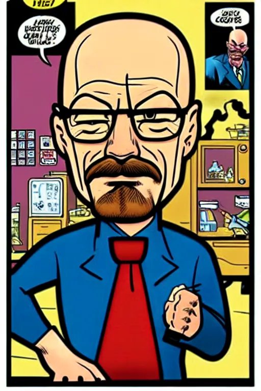Prompt: walter white, in the style of dan decarlo, as drawn by dan decarlo for archie comics,