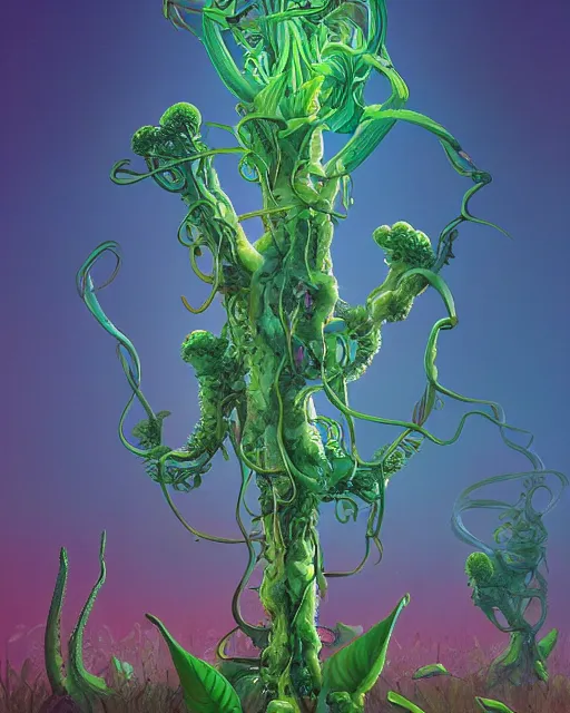 Prompt: scientific botanical illustration of beautiful alien plants with glowing parts, with slimy tentacles, trending on artstation, by james jean and simon stalenhag and zdzisław beksinski, hyper realistic, raytracing, rendering, synthwave color scheme