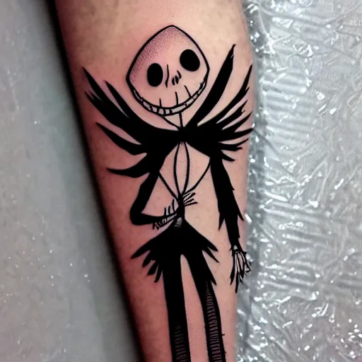 Image similar to zero from nightmare before christmas as tattoo by tim burton