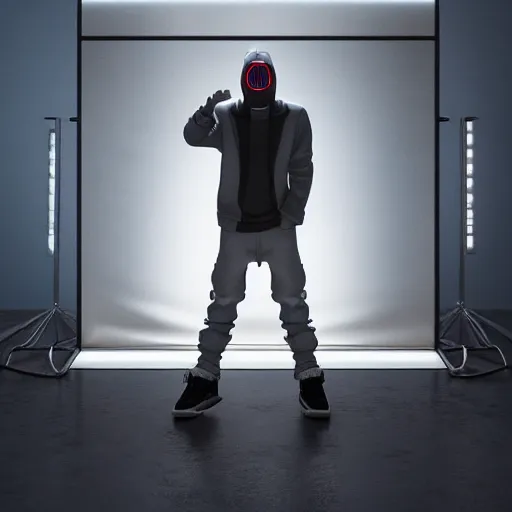 Image similar to hiphop gangsta robot, led screens, expressive, photo realistic, dramatic cinematic lighting, octane render, 4 k, ultra detailed