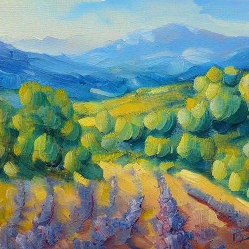 Image similar to Provence côte d'azur. Landscape oil painting