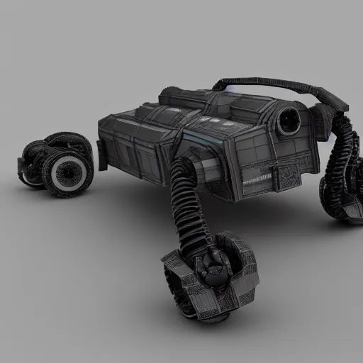 Image similar to small cyberpunk robot rover, 3 d render, post - processing, award winning, detaailed, 8 k