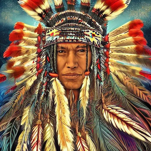 Image similar to native american dreams, 4 k, intricate detailed, jaw dropping, gorgeous, surreal