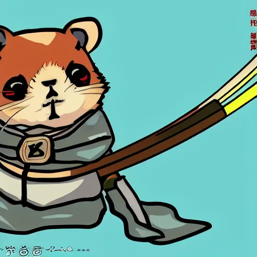 Prompt: japanese hamster samurai. with katana. anime art. deep fried sacura forest