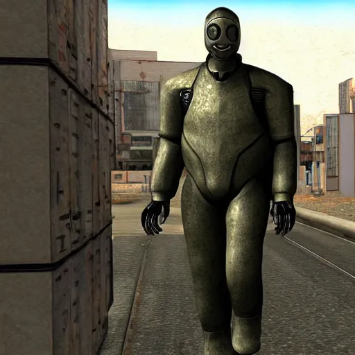 Prompt: Norm MacDonald in a HEV suit, screenshot from Half-Life 2