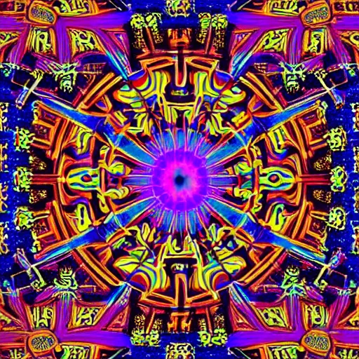 Image similar to psychedelic 3d dmt realm covered in egyptian patterns