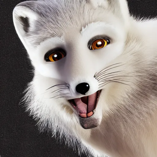 Image similar to studio quality advertising photo depicting an anthropomorphic arctic fox furry dressed up as a character in Final Fantasy