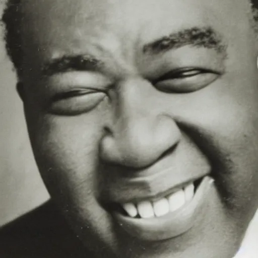 Image similar to realistic photo of charlie parker at age 7 6, smiling, black and white